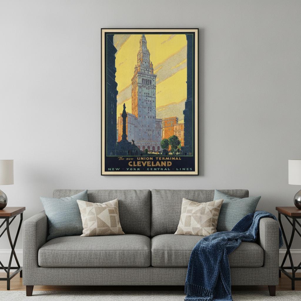 Cleveland Union Terminal Vintage Travel Unframed Print Wall Art - Home Decor