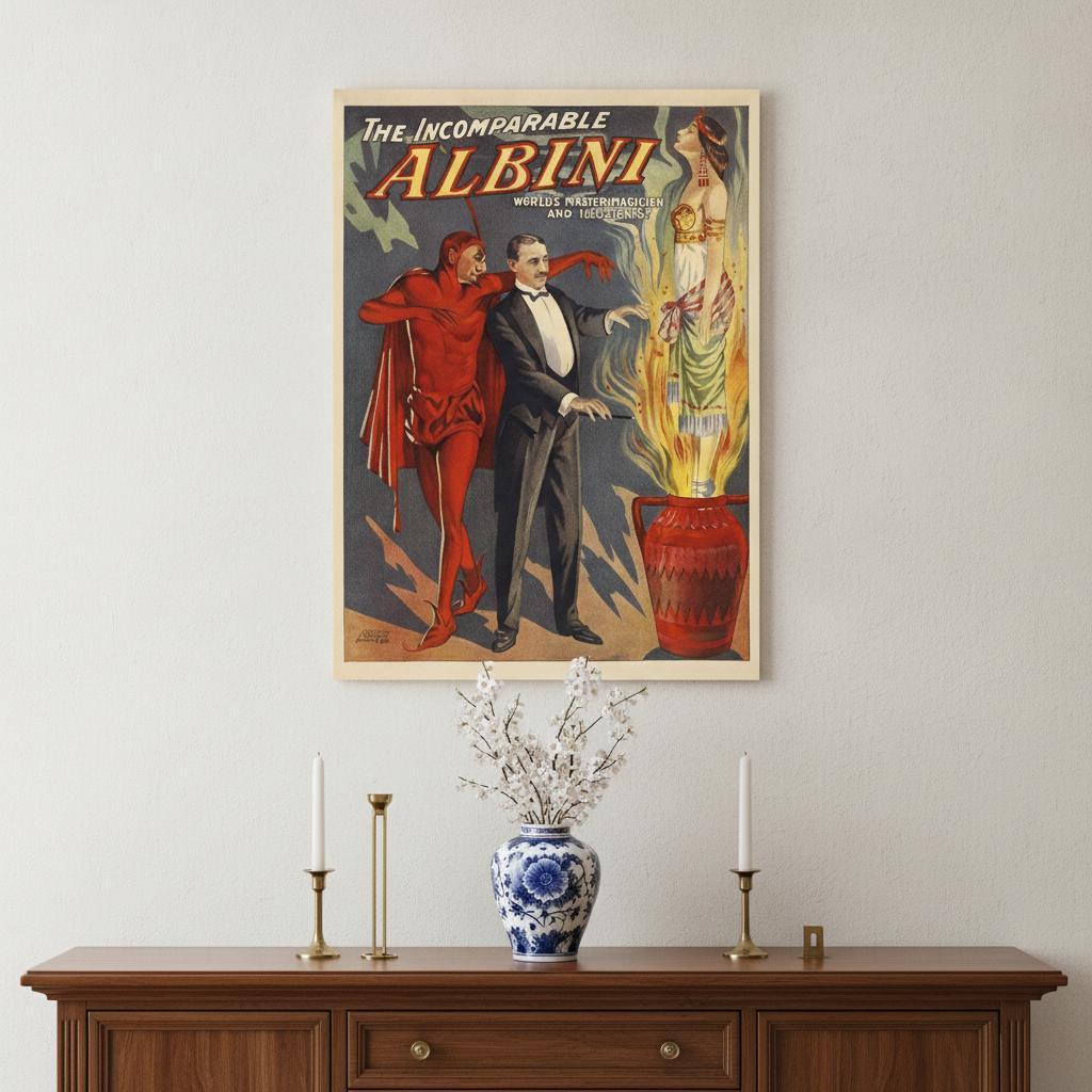 11" X 14" The Incomparable Albini Vintage Magic Poster Wall Art - Home Decor