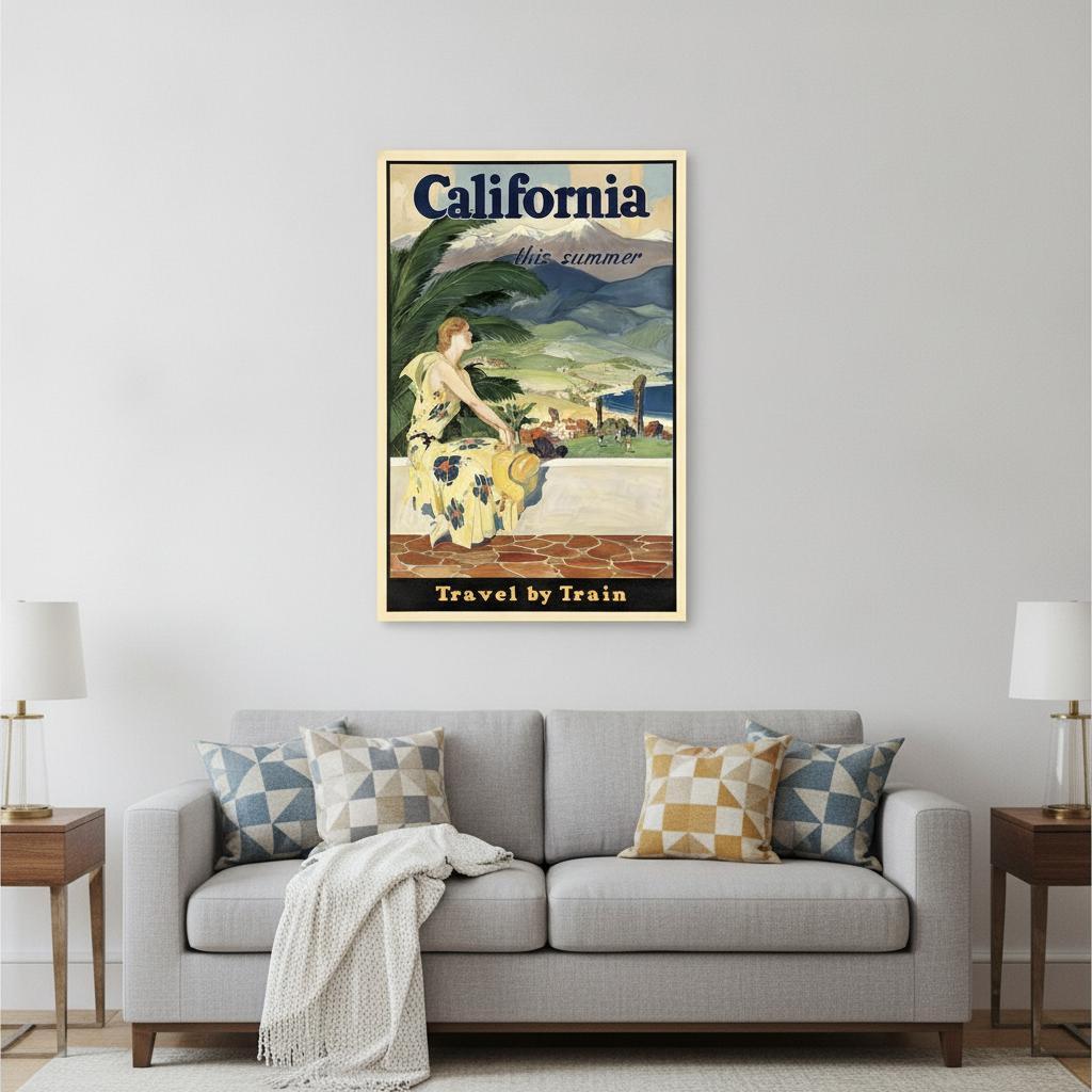 Vintage 1934 California Travel Unframed Print Wall Art - Home Decor