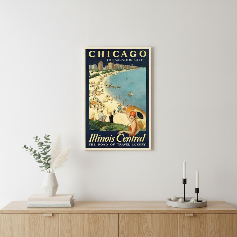 Vintage 1929 Chicago Vacation Travel Unframed Print Wall Art - Home Decor