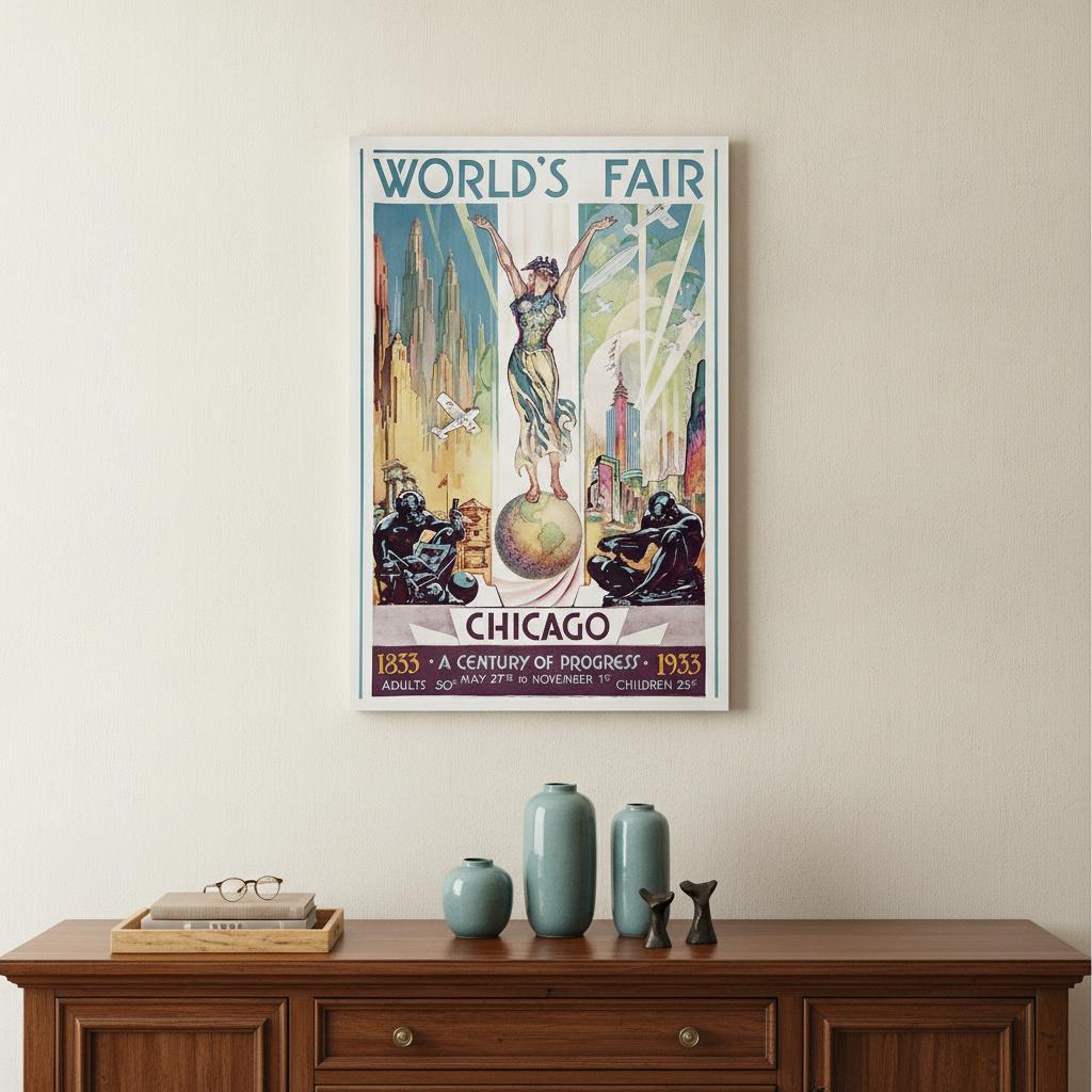 12" x 18" Vintage 1933 Chicago Worlds Fair Wall Art - Home Decor