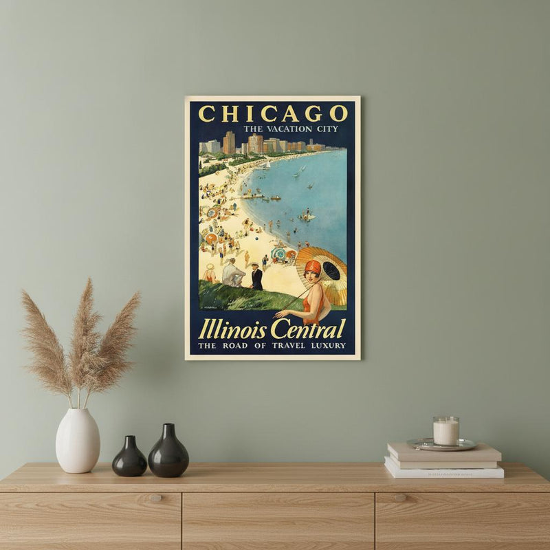 Vintage 1929 Chicago Vacation Travel Unframed Print Wall Art - Home Decor