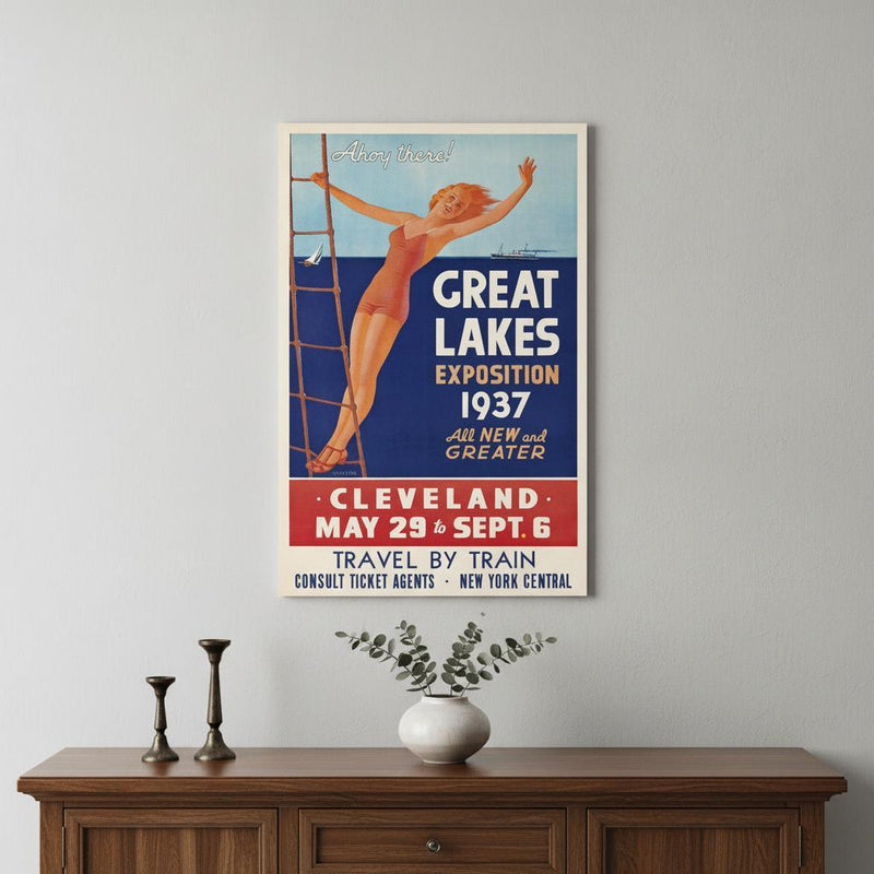 9" X 12" Great Lakes 1937 Vintage Travel Poster Wall Art - Home Decor