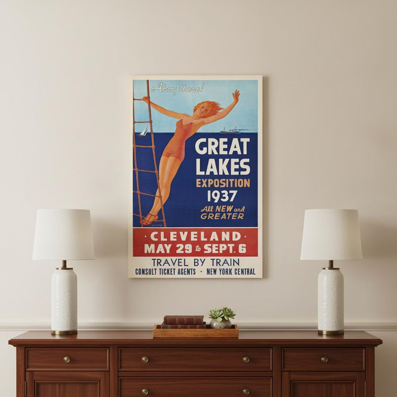 12" X 18" Great Lakes 1937 Vintage Travel Poster Wall Art - Home Decor