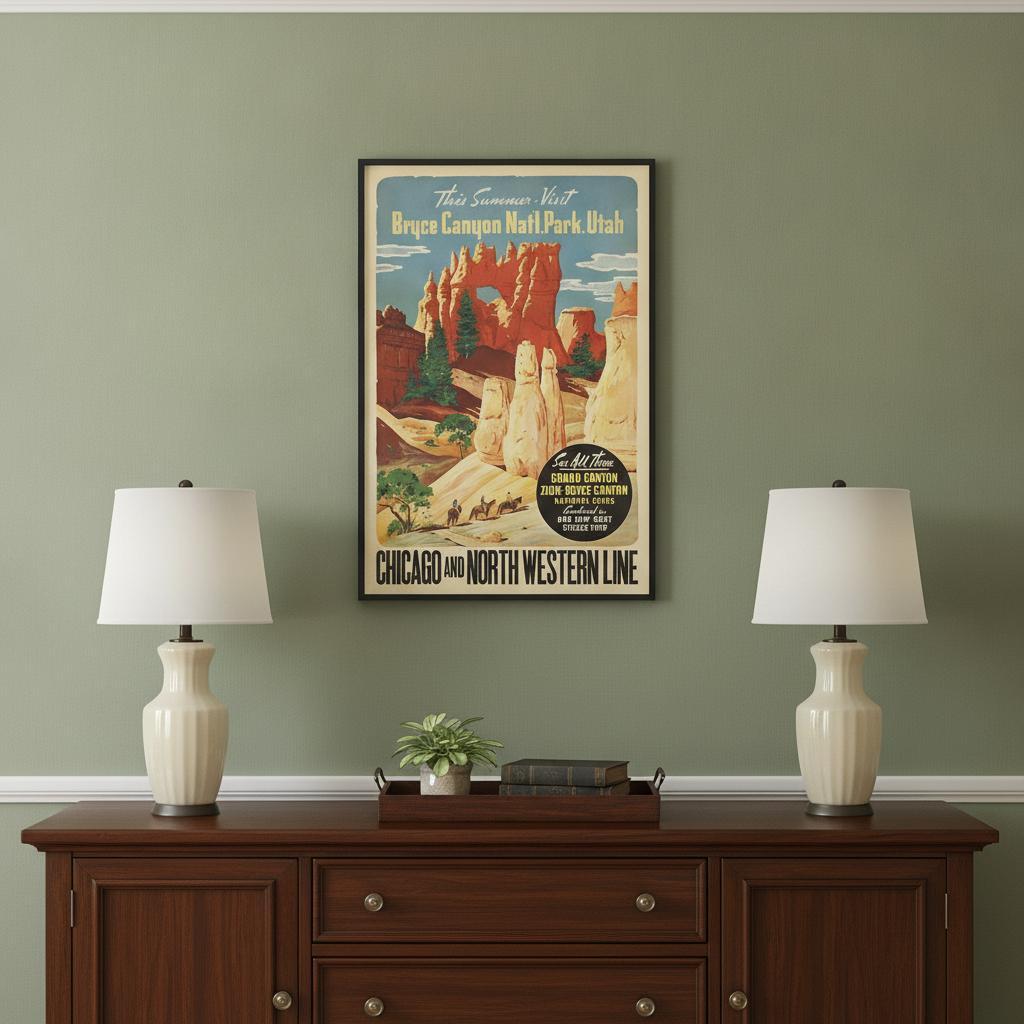 12" X 18" Vintage 1950S Bryce Canyon National Park Wall Art - Home Decor