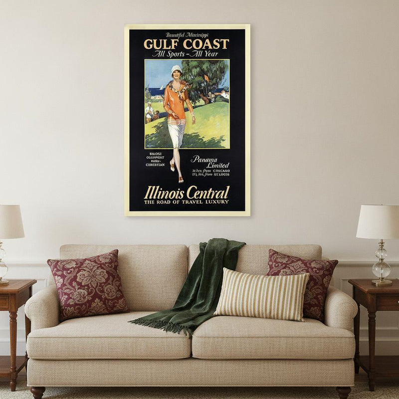 Gulf Coast Golf 1932 Vintage Travel Unframed Print Wall Art - Home Decor