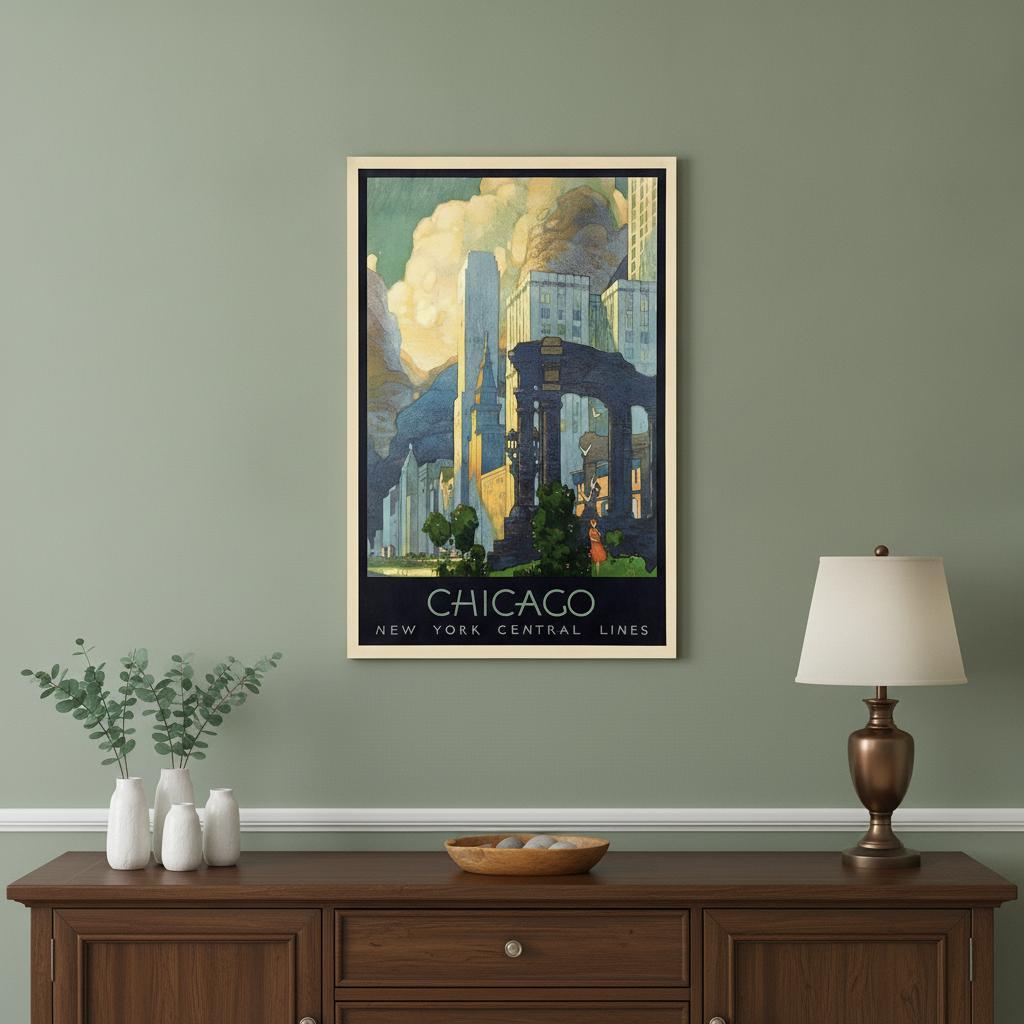 12" X 18" Vintage 1929 Chicago Michigan Ave Travel Poster Wall Art - Home Decor