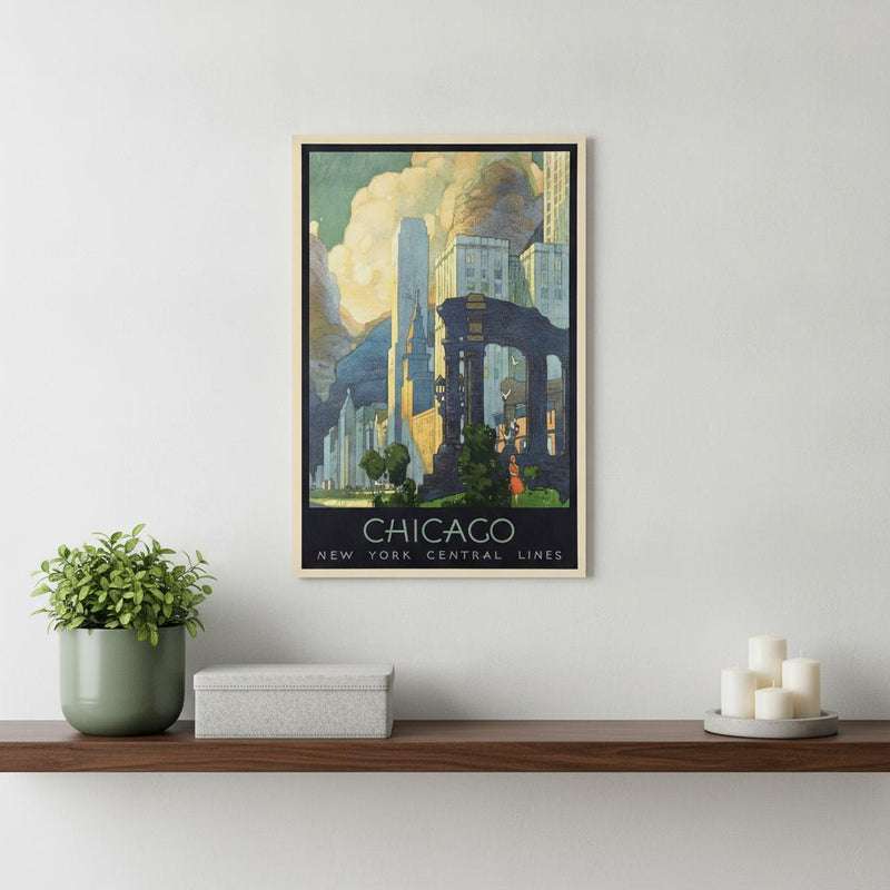 Vintage 1929 Chicago Vacation Travel Unframed Print Wall Art - Home Decor