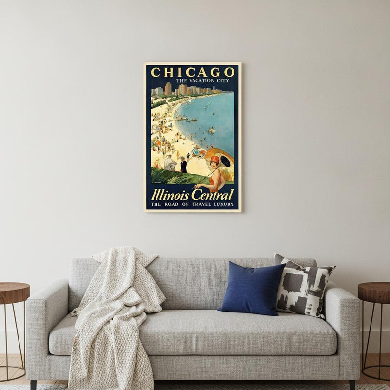 Vintage 1929 Chicago Vacation Travel Unframed Print Wall Art - Home Decor