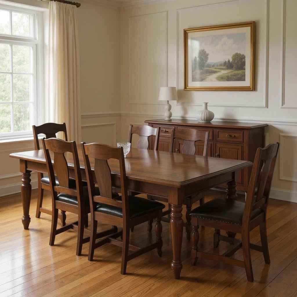 15 Piece Brown Solid Wood Dining Set with 14