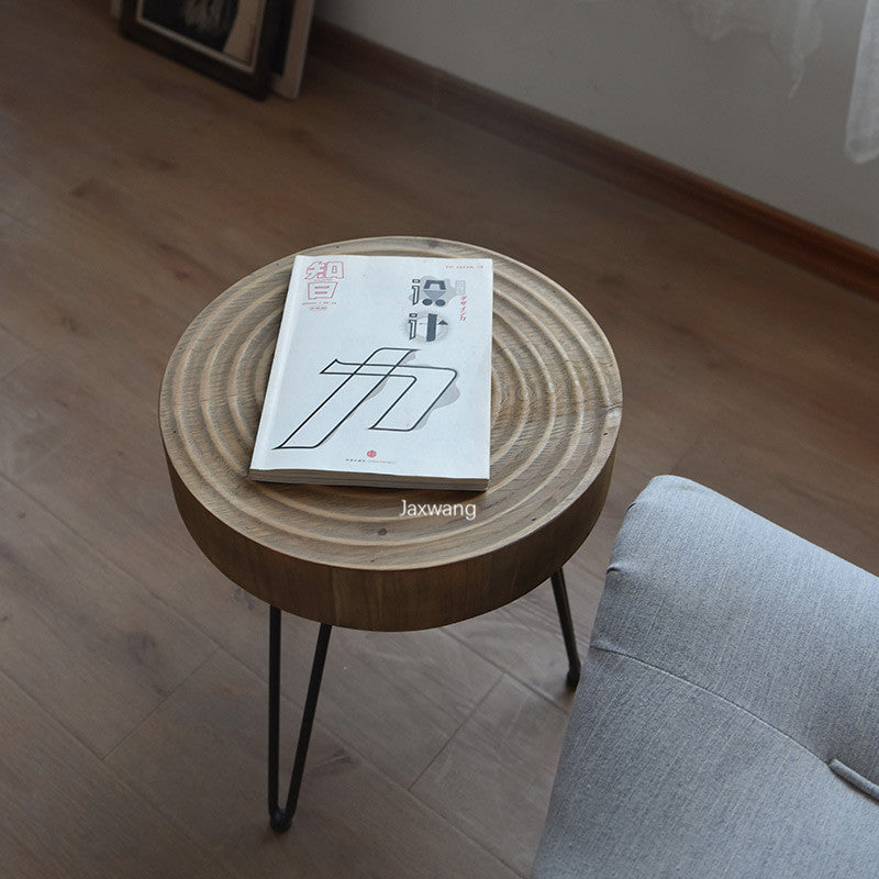 Retro Coffee Table Distressed Round Table Small Apartment Living Room Coffe Table