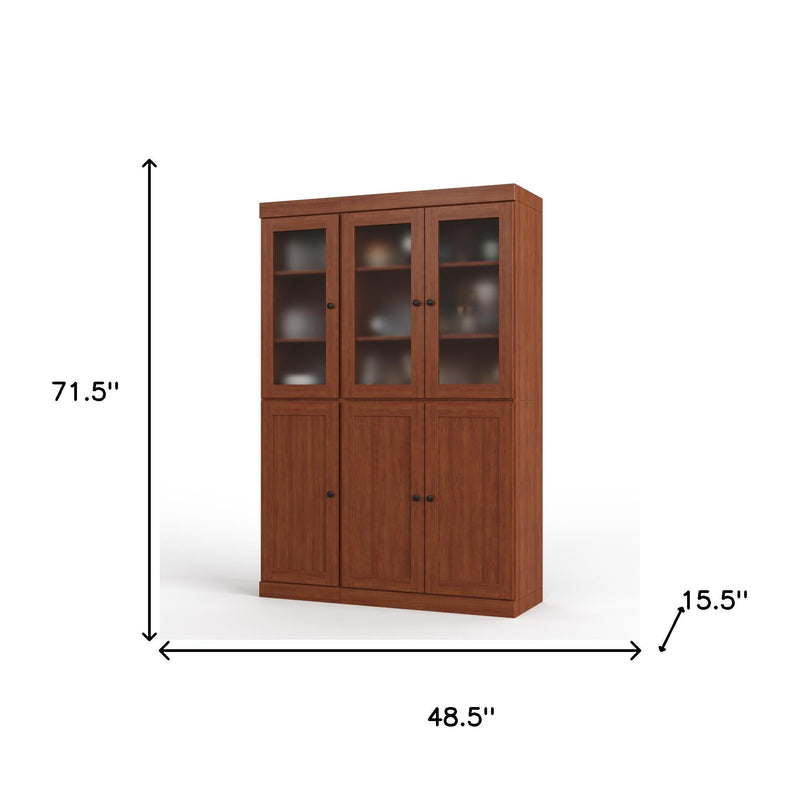 Solid wood 6-door pantry cabinet, 71.5"H x 48.5"W x 15.5"D