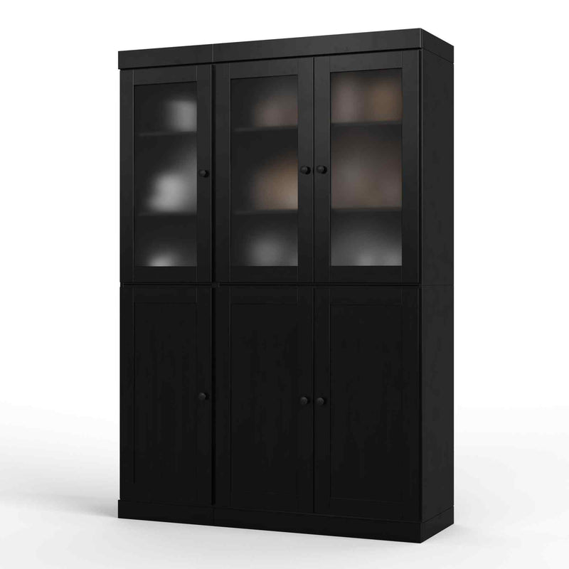 72" Black Solid Wood Six Door Pantry Or Storage Closet - Kitchen & Dining