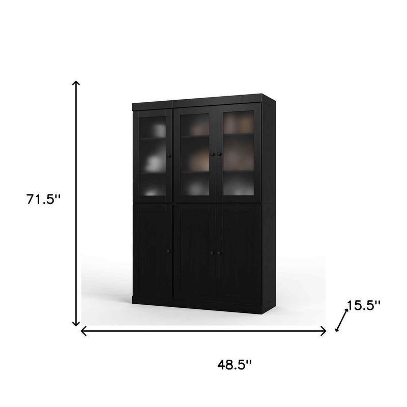 72" Black Solid Wood Six Door Pantry Or Storage Closet - Kitchen & Dining