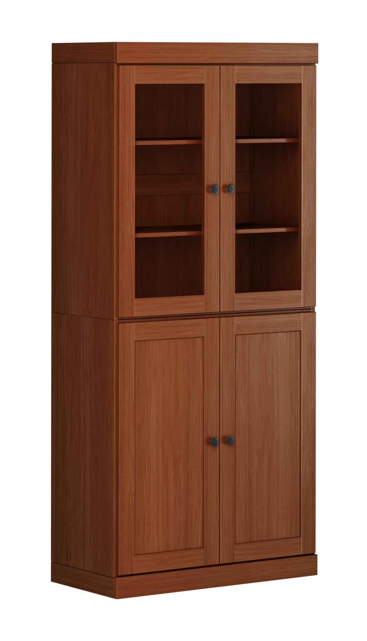 Solid wood pantry/storage cabinet with two glass doors and two panel doors
