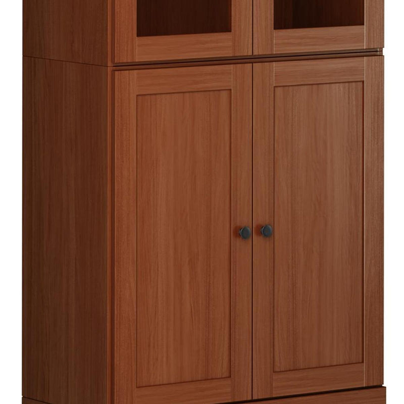 Wood pantry cabinet lower doors with two round knobs