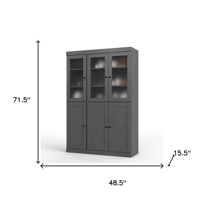 72" Gray Solid Wood Six Door Pantry Or Storage Closet - Kitchen & Dining
