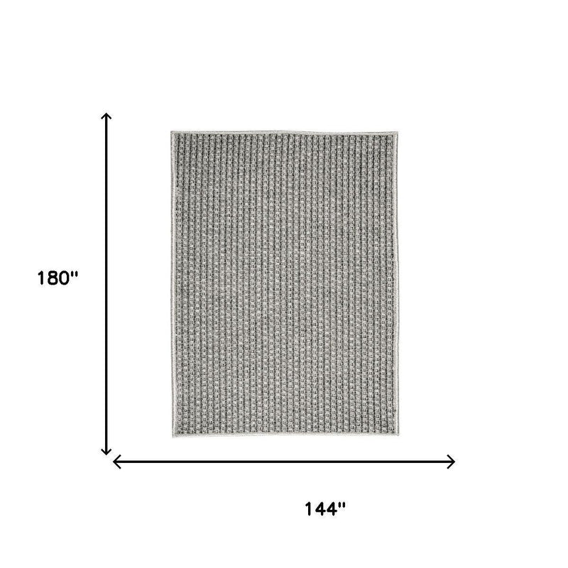 Gray indoor/outdoor area rug size diagram: 144 in wide by 180 in tall