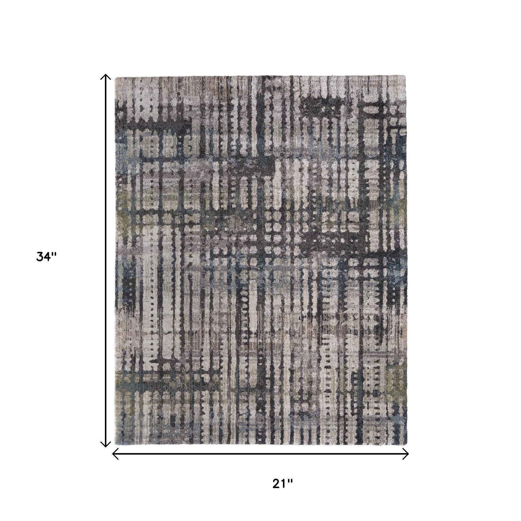 2' X 3' Gray Black And Ivory Abstract Distressed Area Rug - Home & Garden