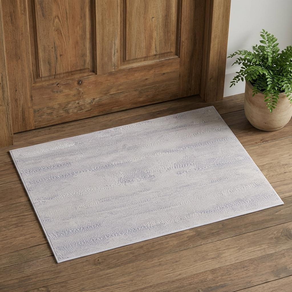 2' X 3' Gray And Ivory Abstract Distressed Area Rug - Home & Garden