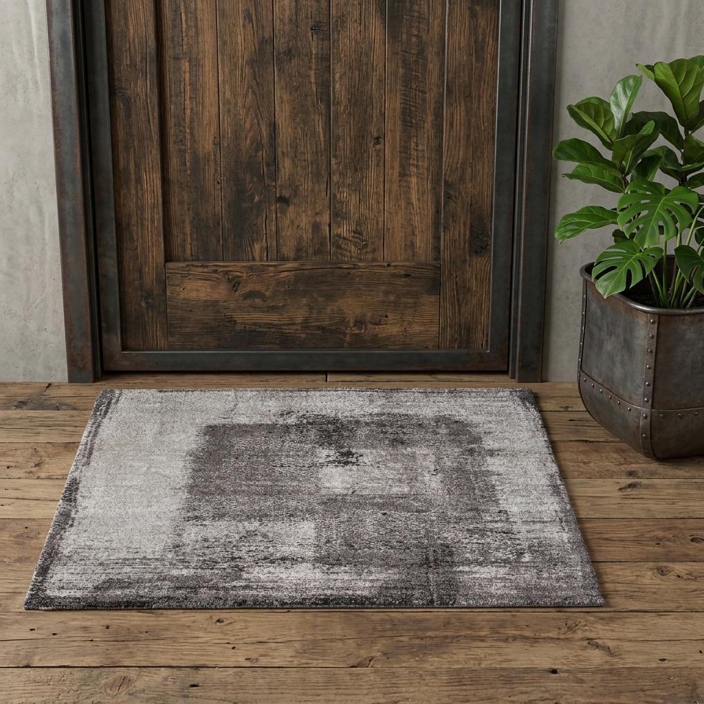 2' X 3' Gray Black And Taupe Abstract Distressed Area Rug - Home & Garden
