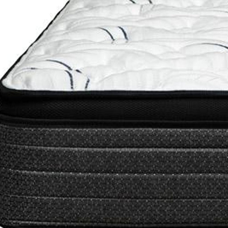 Foam plush euro top mattress with white quilted channels and black edge trim