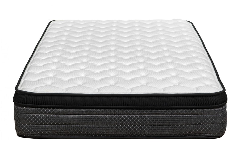 Medium euro top foam mattress with white quilted top and black base border