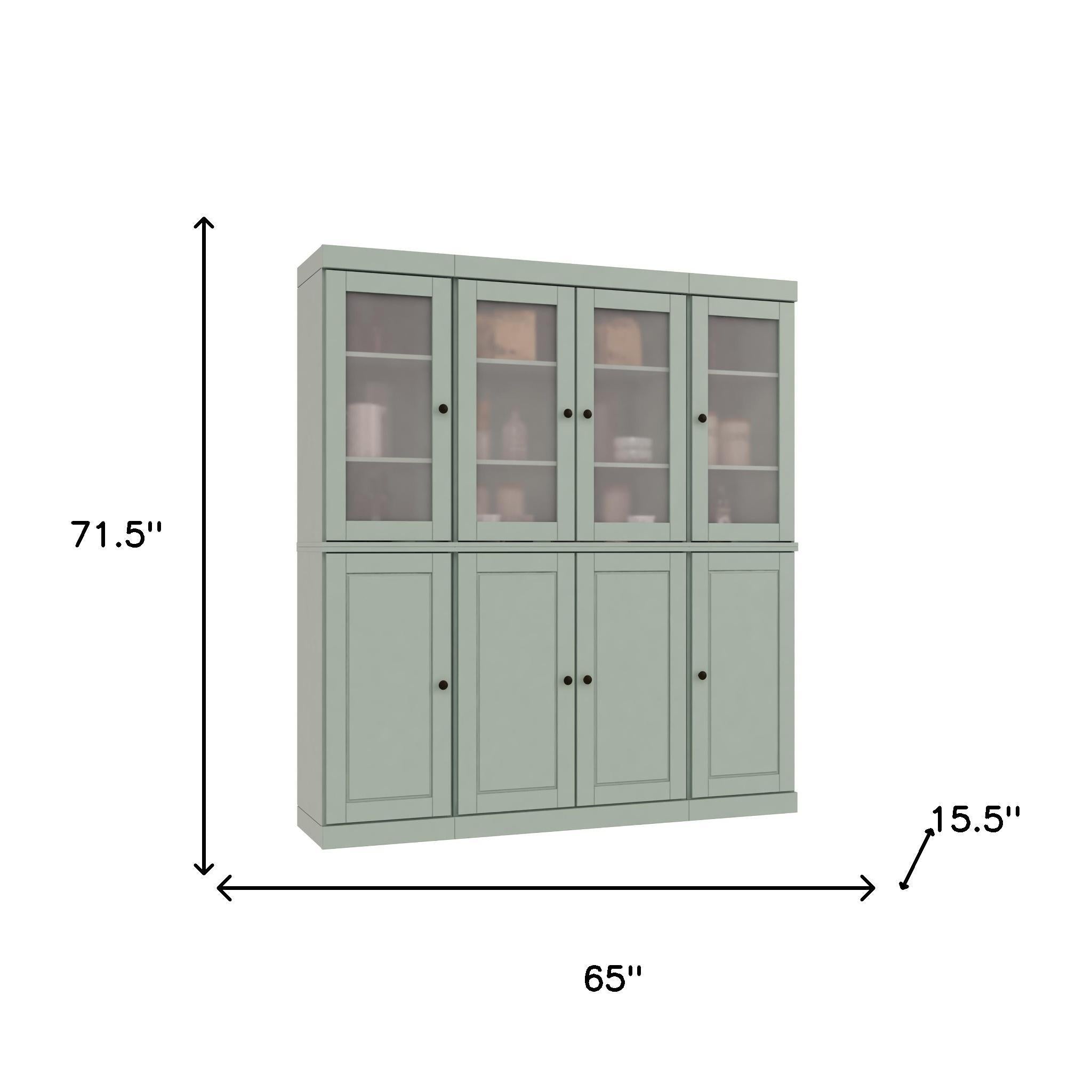 72" Sage Solid Wood 8 Two Drawer Pantry Or Storage Closet - Kitchen & Dining