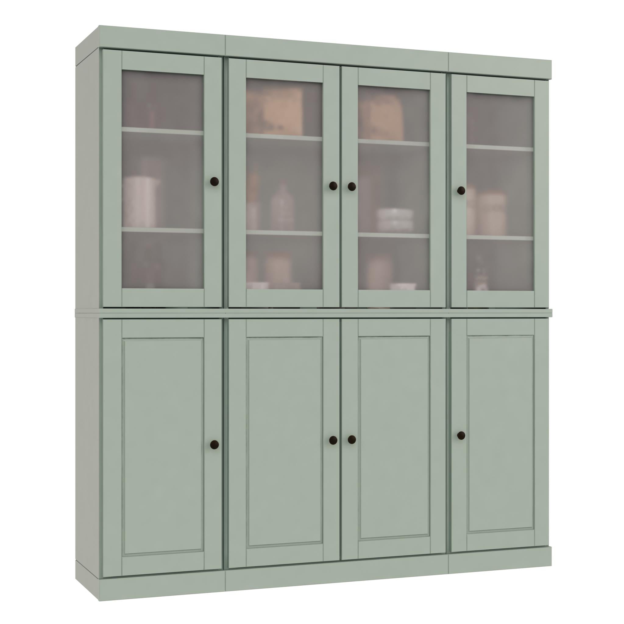72" Sage Solid Wood 8 Two Drawer Pantry Or Storage Closet - Kitchen & Dining