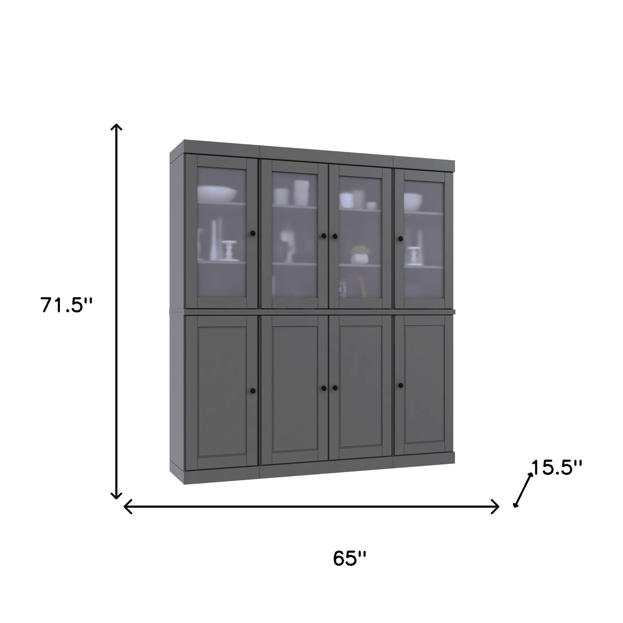 72" Gray Solid Wood 8 Two Drawer Pantry Or Storage Closet - Kitchen & Dining