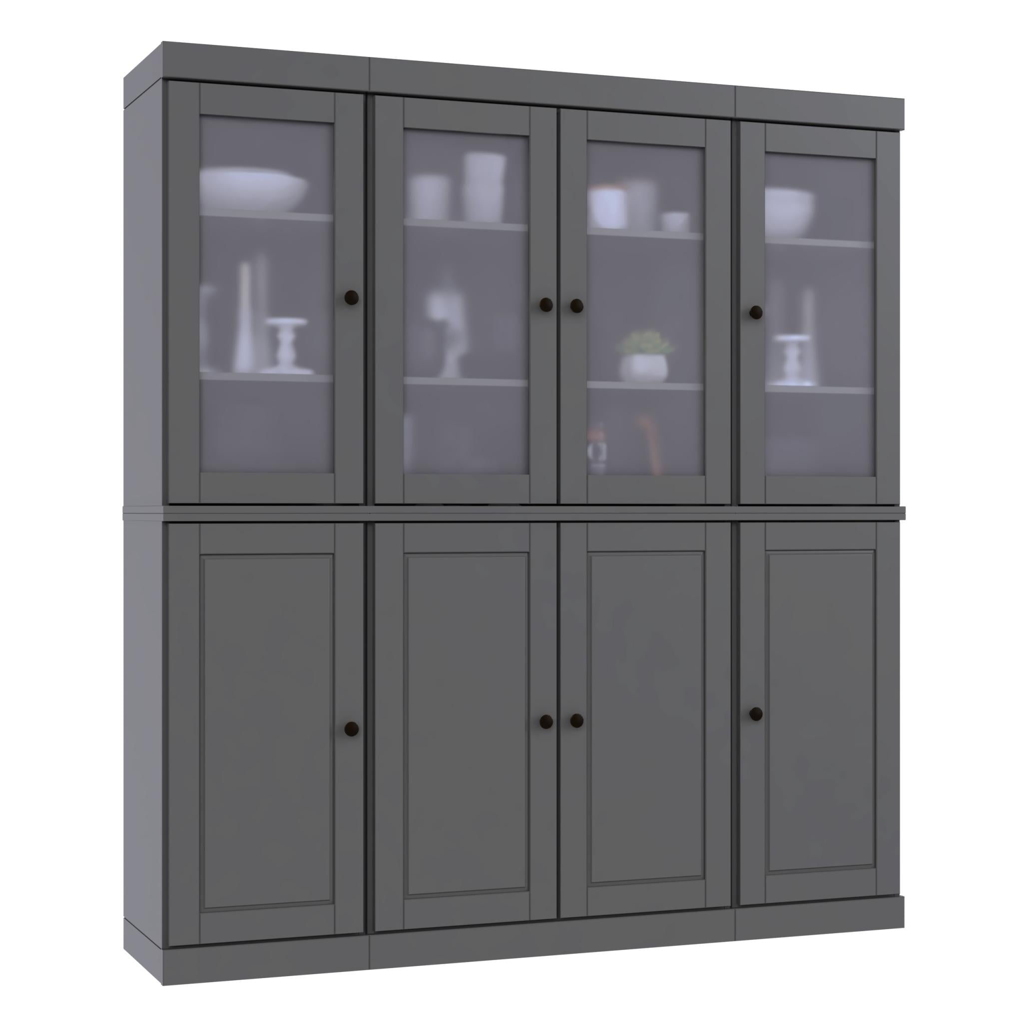 72" Gray Solid Wood 8 Two Drawer Pantry Or Storage Closet - Kitchen & Dining