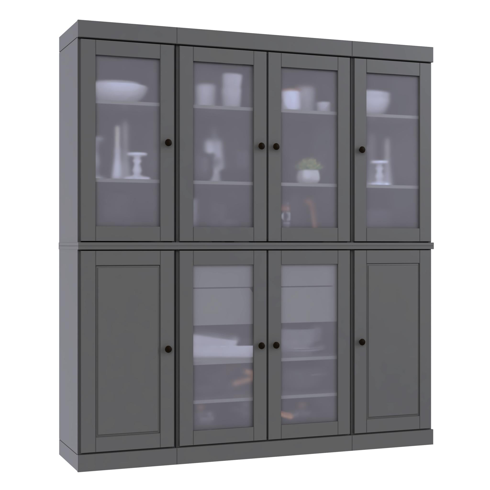 72" Gray Solid Wood 8 Two Drawer Pantry Or Storage Closet - Kitchen & Dining