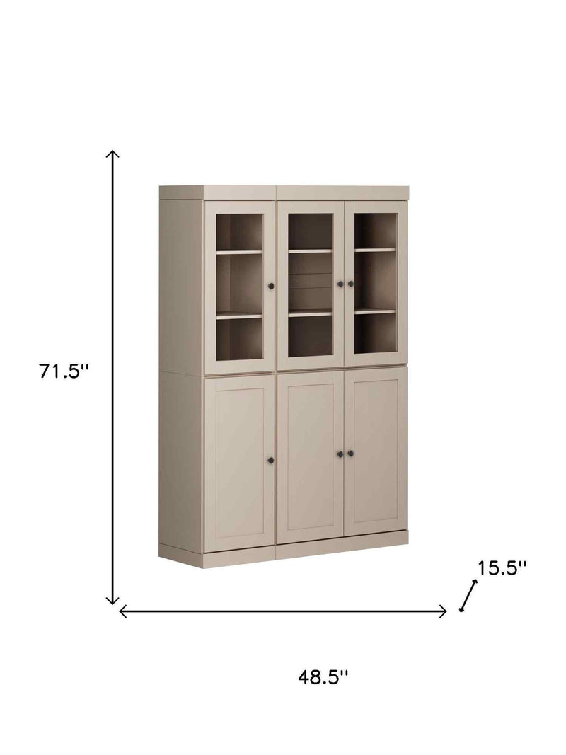 72" Beige Solid Wood Six Door Pantry Or Storage Closet - Kitchen & Dining
