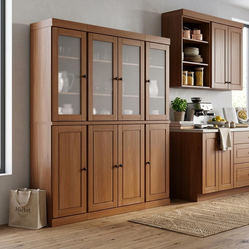 72" Coffee Solid Wood 8 Two Drawer Pantry Or Storage Closet - Kitchen & Dining