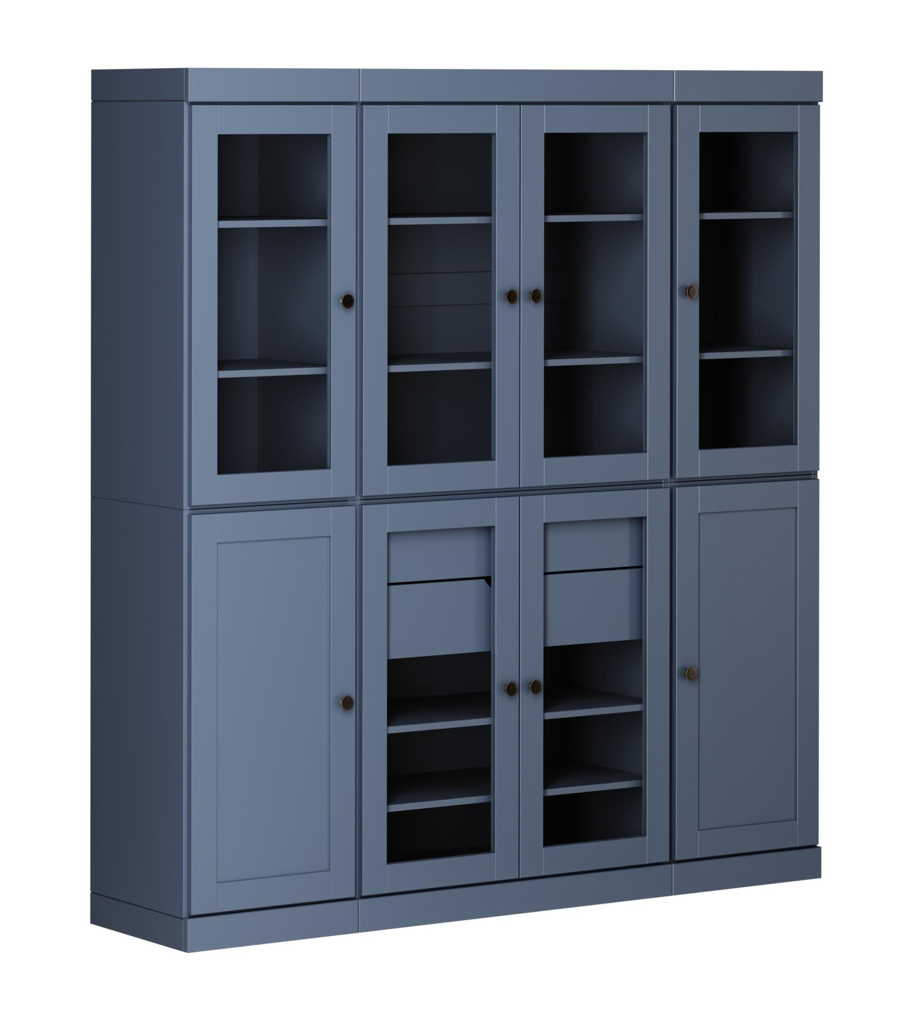72" Navy Blue Solid Wood 8 Two Drawer Pantry Or Storage Closet - Kitchen & Dining