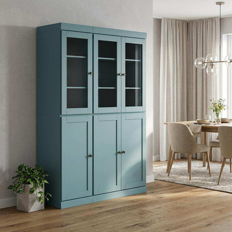 72" Aqua Solid Wood Six Door Pantry Or Storage Closet - Kitchen & Dining