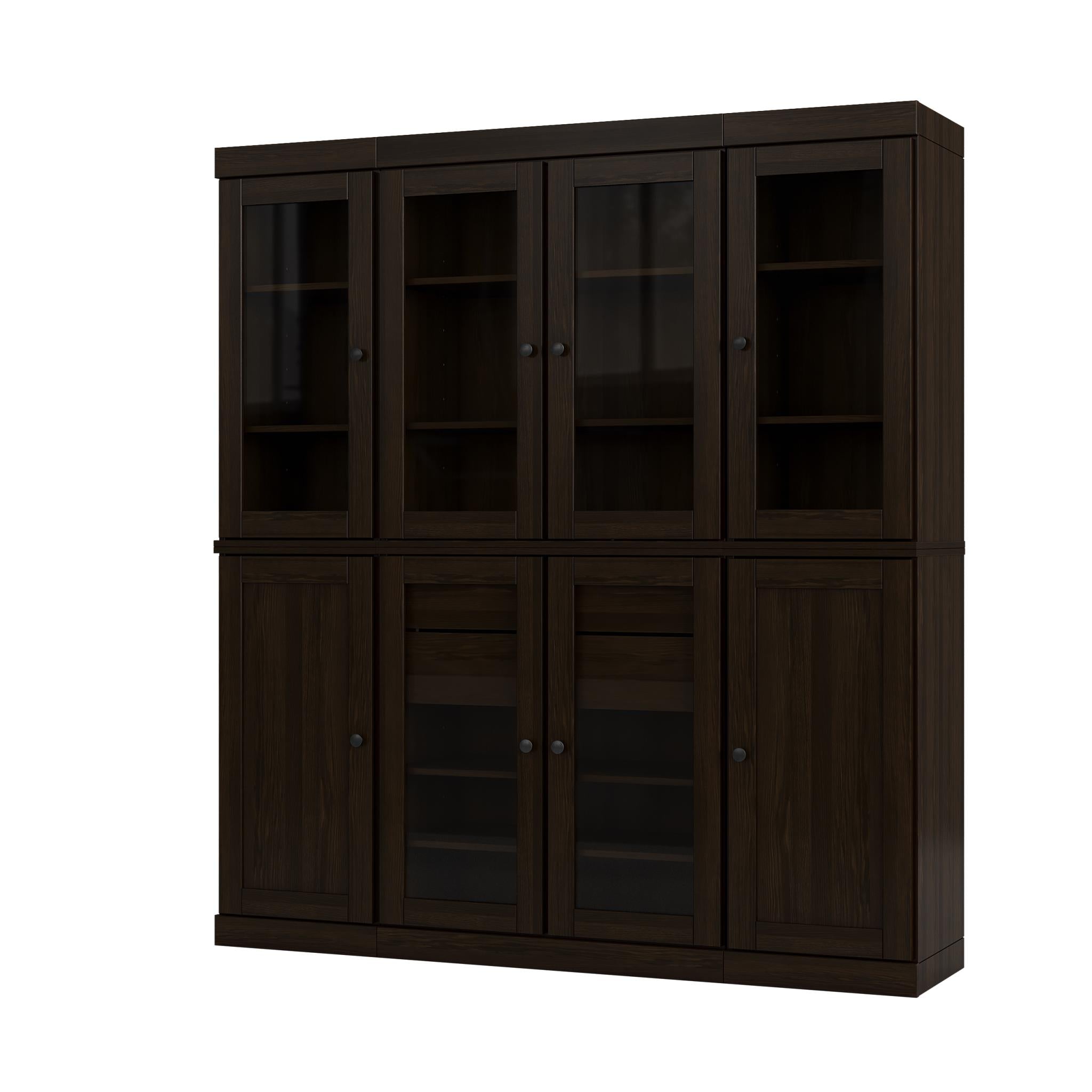 72" Espresso Solid Wood 8 Two Drawer Pantry Or Storage Closet - Kitchen & Dining