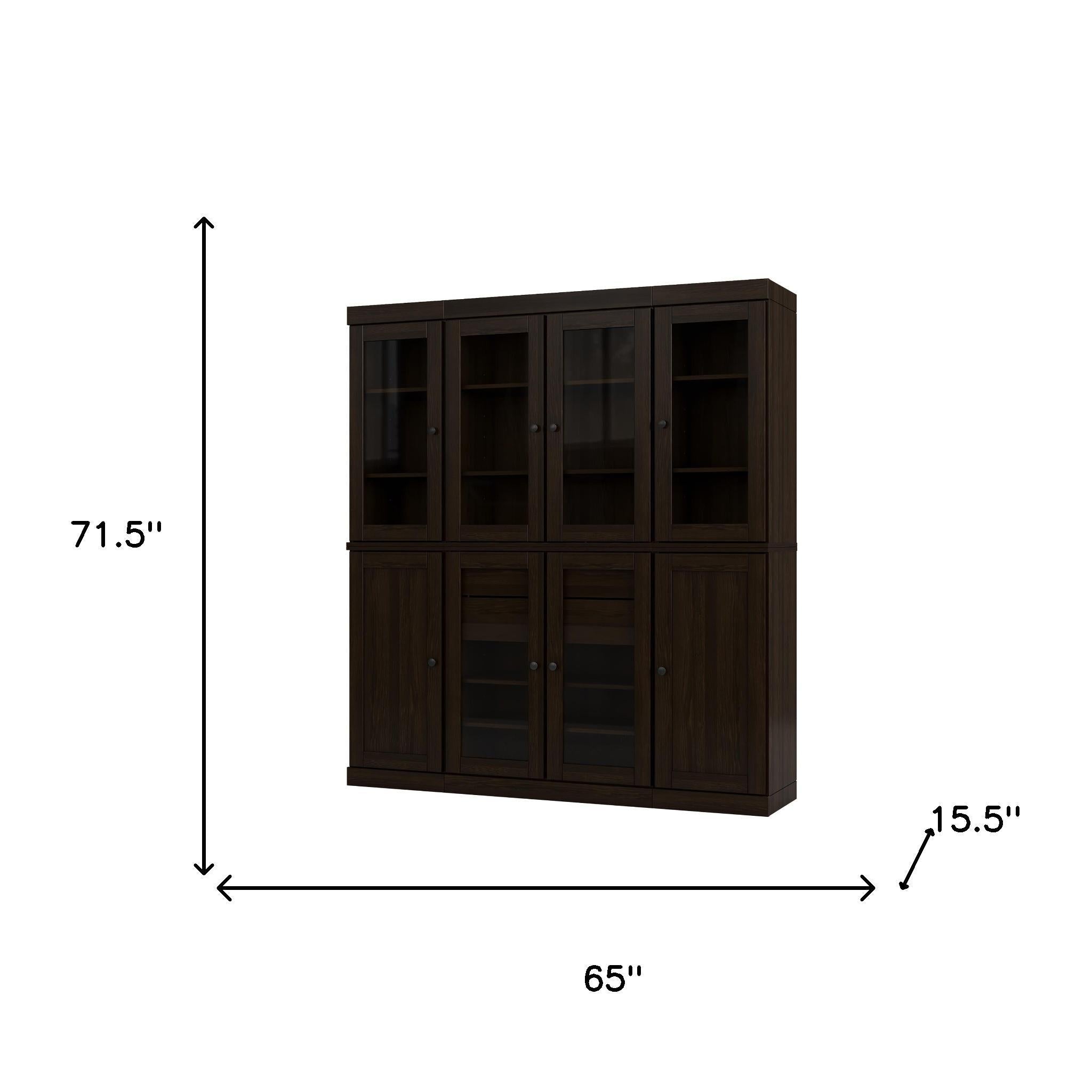 72" Espresso Solid Wood 8 Two Drawer Pantry Or Storage Closet - Kitchen & Dining