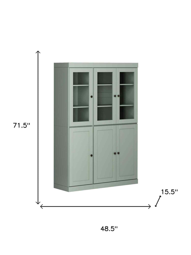72" Sage Solid Wood Six Door Pantry Or Storage Closet - Kitchen & Dining