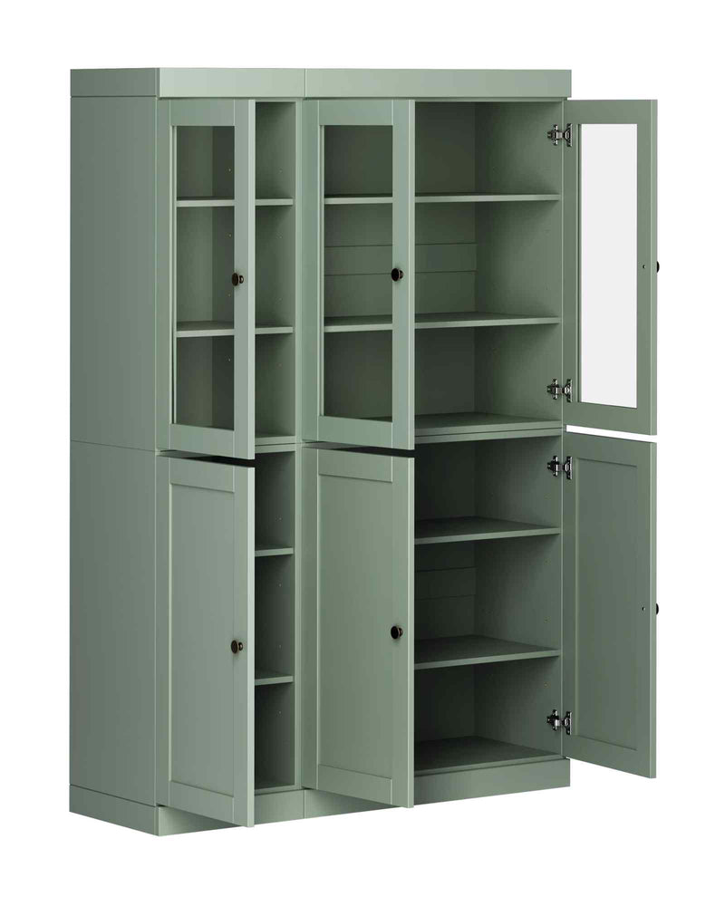 72" Sage Solid Wood Six Door Pantry Or Storage Closet - Kitchen & Dining