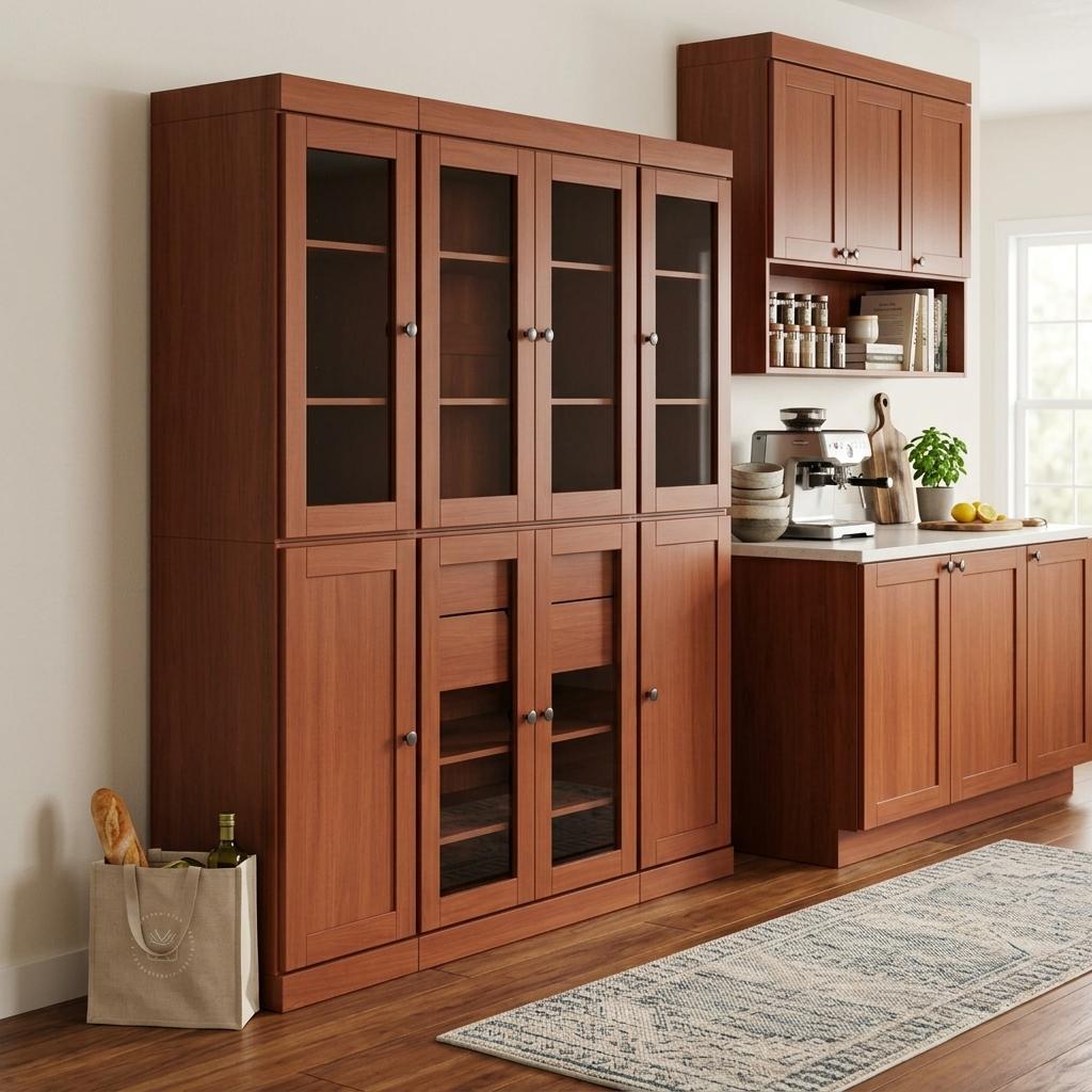 72" Coffee Solid Wood 8 Two Drawer Pantry Or Storage Closet - Kitchen & Dining