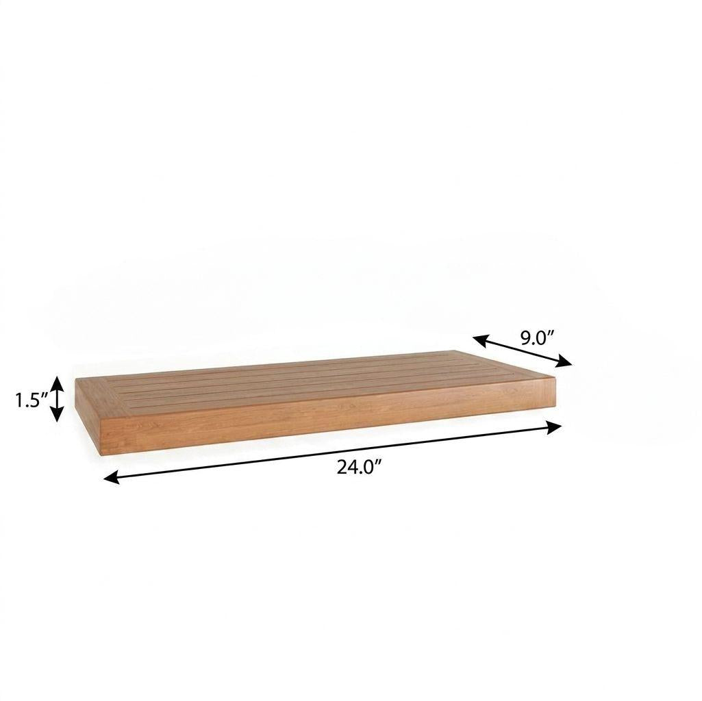 24" Brown Solid Wood Wall Mounted Floating Shelf - Office Supplies
