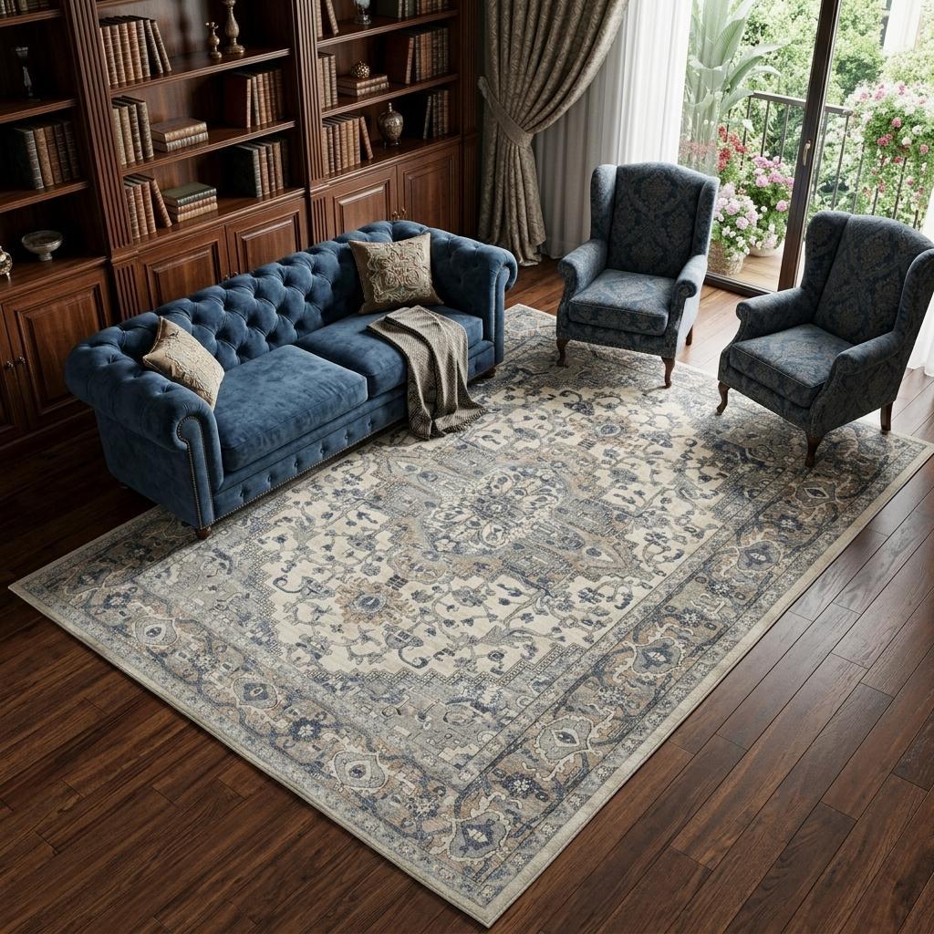 12' X 15' Ivory and Gray Medallion Power Loom Area Rug - Home & Garden