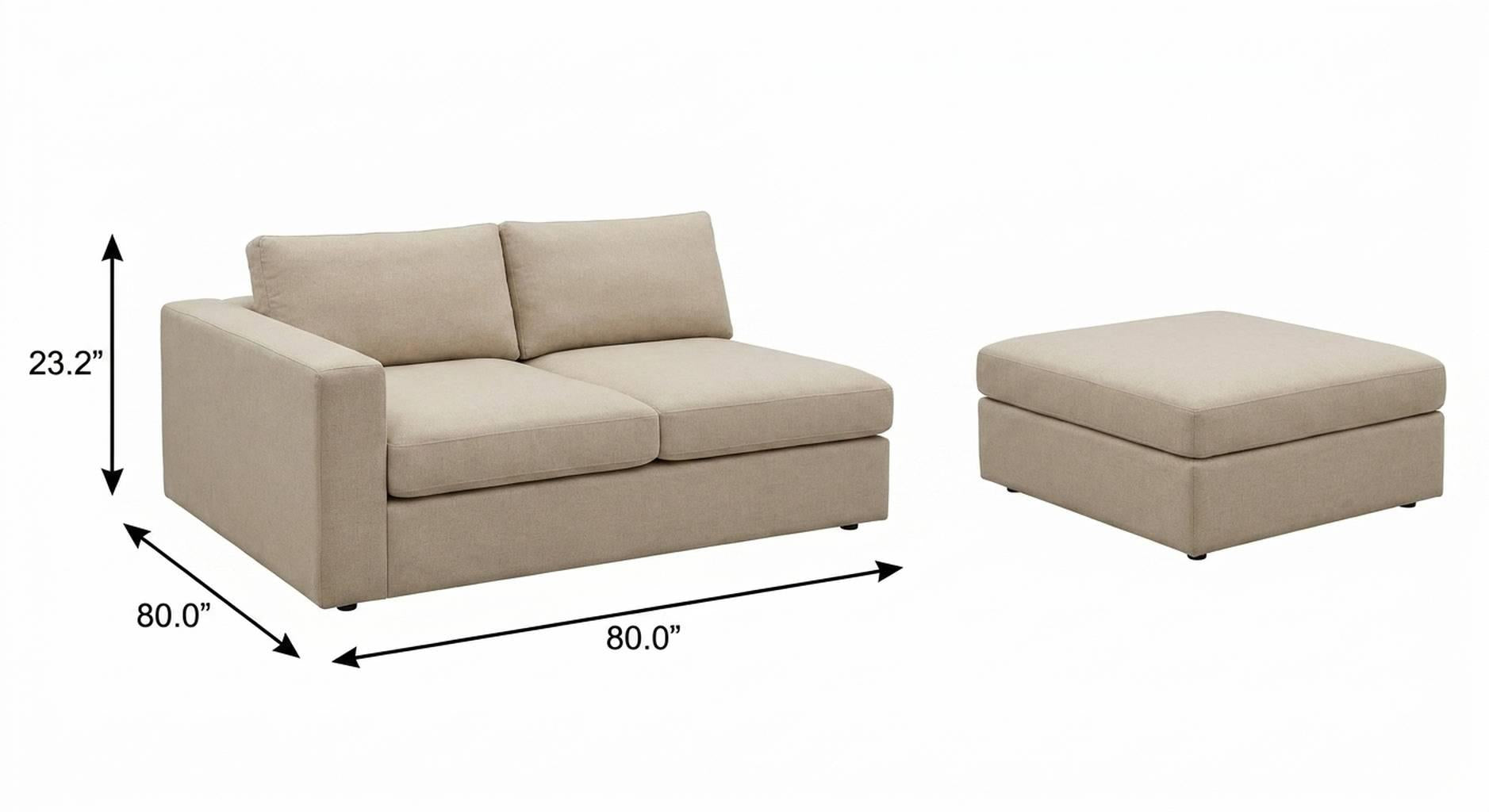 79" White and Black Linen Blend Modular Loveseat With Storage - Living Room