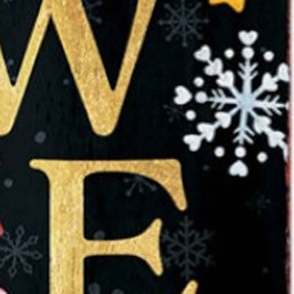 36" Black Gold And Red Solid Wood Welcome Christmas Santa Porch Sign