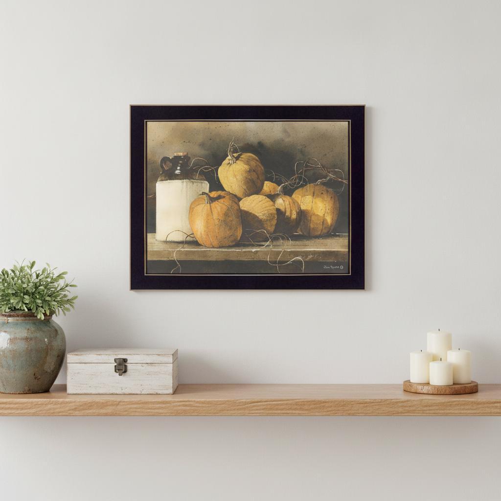 Jugs and Pumpkins 2 Black Framed Print Wall Art - Home Decor