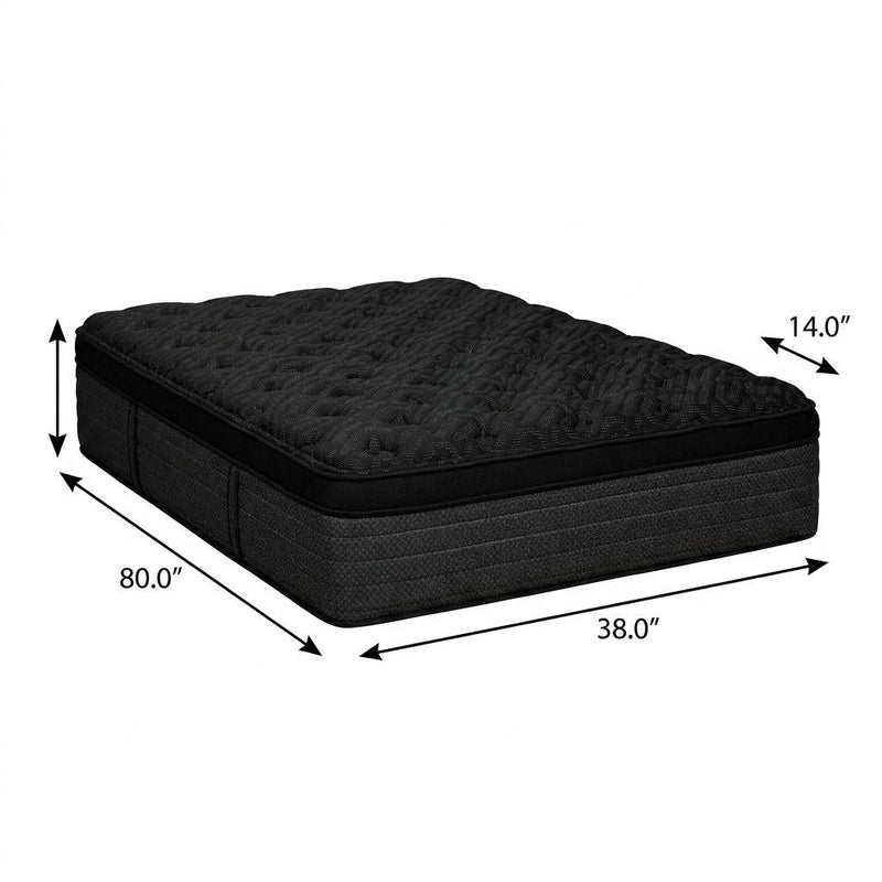 Black mattress, 80" x 38" x 14", quilted euro top and dark side fabric