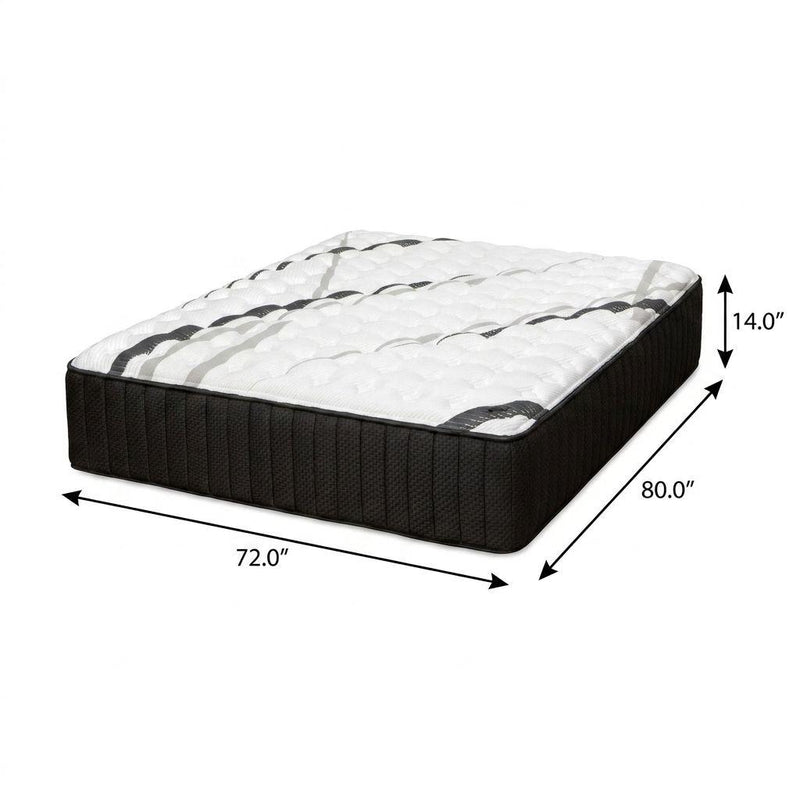 14-inch RV king gel memory foam hybrid mattress with white quilted top and dark sides