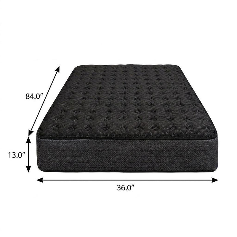 Extra-firm hybrid mattress, dark gray/black; 84 x 36 in, 13 in height