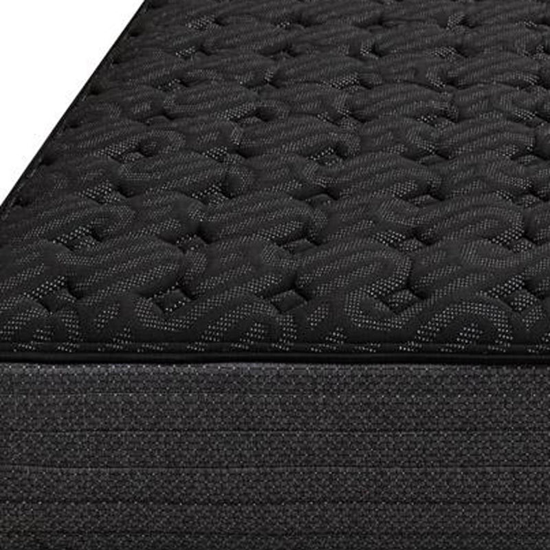 Black gel memory foam mattress top with deep quilted fabric texture